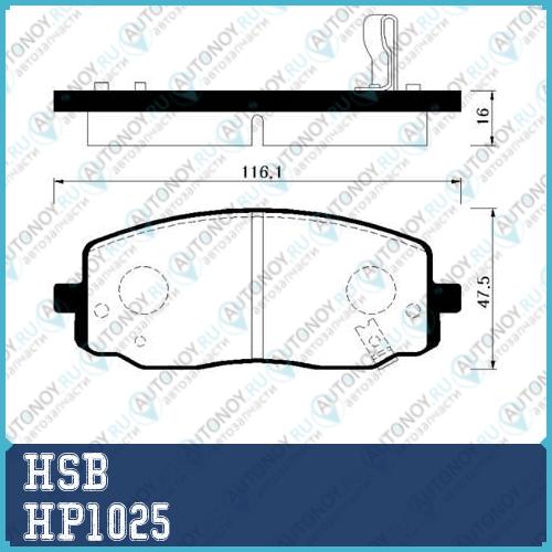 Колодки тормозные дисковые передн KIA: PICANTO 04- _ HYUNDAI: i10 PA 07-  HP1025