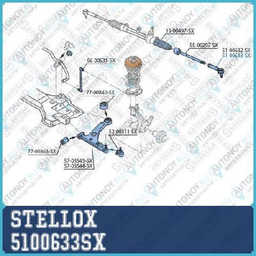 51-00633-SX наконечник рулевой правый_ Opel Corsa Fiat Punto 06> 5100633SX