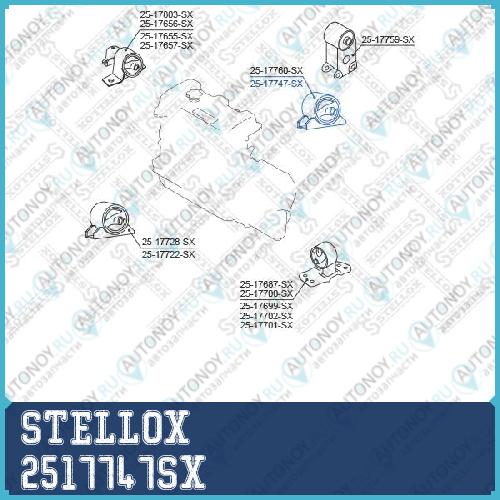 25-17747-SX_подушка двигателя задняя_ Nissan Primera P12 2001<2007 2517747SX
