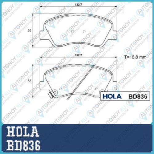Тормозные колодки дисковые передние Hyundai Solaris Solaris 2017- i20 Kia Rio III/IV Picanto (TA) BD836
