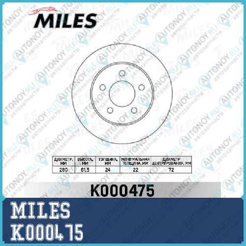 Диск тормозной передний D=280мм. JEEP Cherokee 86-/Grand Cherokee 91-99/WRANGLER (Trw DF4499) K000475