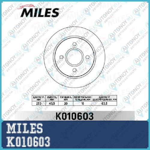 Диск тормозной задний D=253мм. Ford Mondeo 93-00/SCORPIO 94-98 (Trw DF2623) K010603