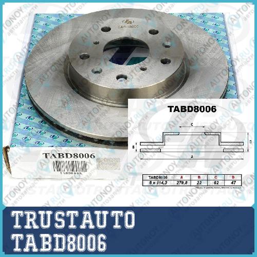 Тормозной диск FR SX-4 YA11 YA41 RW420 2798x22x62x47x5x1143 TABD8006