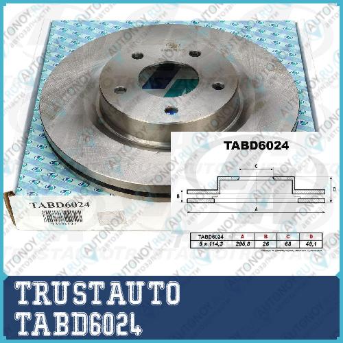 Тормозной диск (295*26*68*49*5*1143) Teana J32 08-14 TABD6024