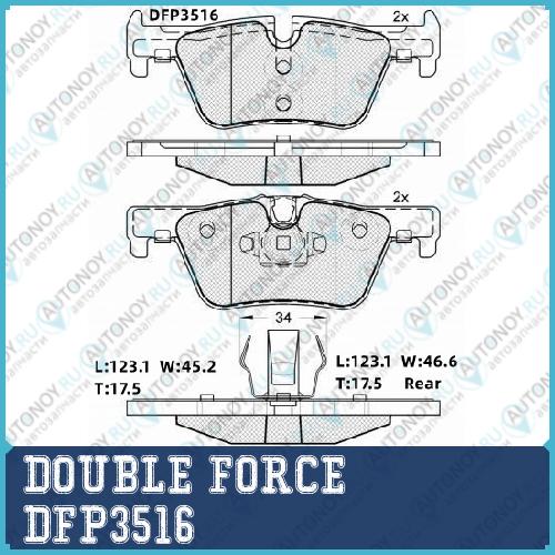Колодки тормозные дисковые Double Force DFP3516