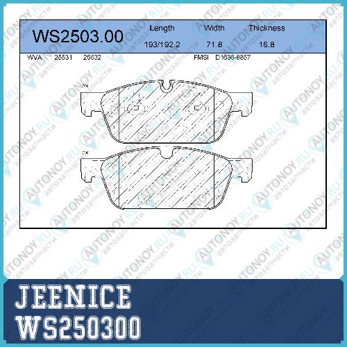 Колодки тормозные дисковые  перед  WS250300