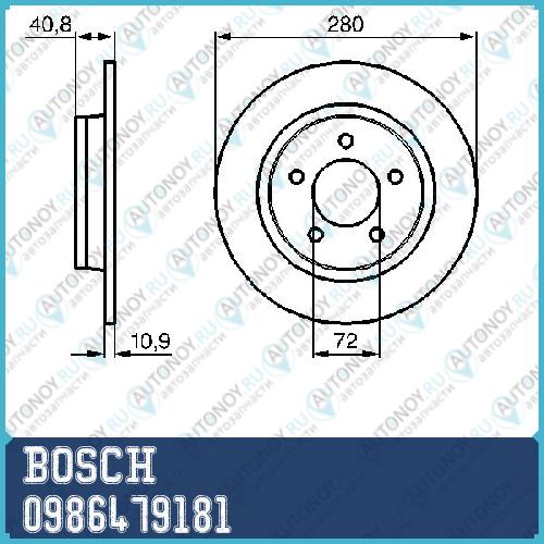 Диск тормозной задний Mazda 3 (BK/BL) 2.0 Mazda 5 0986479181