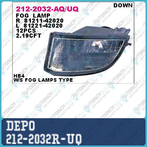 Фара противотуманная правая Toyota RAV4 2001- / 212-2032R-UQ