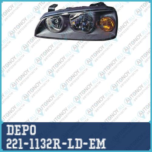 Фара правая черная под корректор Hyundai ELantra 2004- / 221-1132R-LD-EM