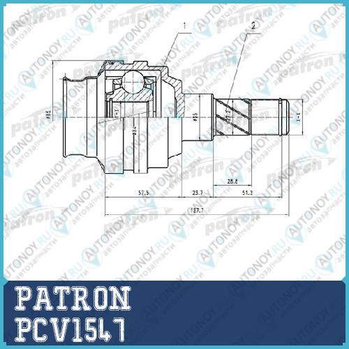ШРУС внутренний 22x35x34 CHEVROLET LANOS (T100) 97-02  PCV1547