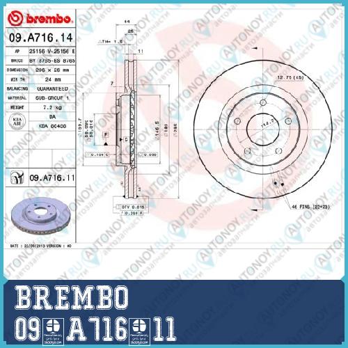 Диск тормозной Brembo Painted Disc 09.A716.11
