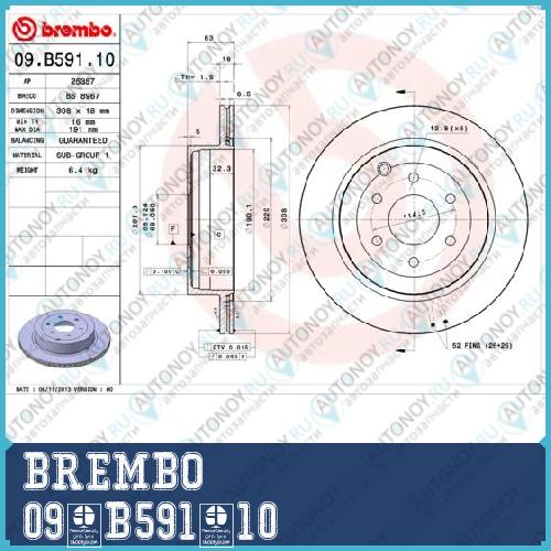 Диск тормозной 09.B591.10