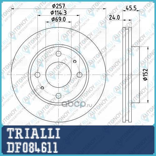 Диск торм. для а/м Hyundai Elantra (00-)/Matrix (01-) перед. d=257 DF084611