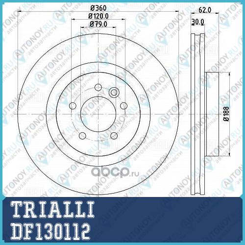 Диск торм. для а/м Land Rover Discovery IV (09-)/Range Rover Sport I (05-) перед. d=360 DF130112