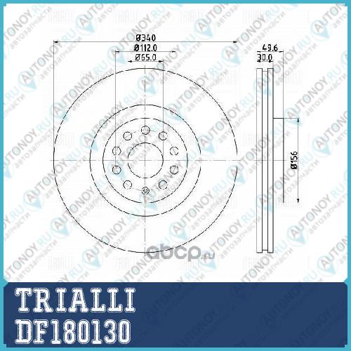 Диск торм. для а/м Skoda Octavia A7 (13-)/VW Golf VII (12-) перед. d=340 DF180130