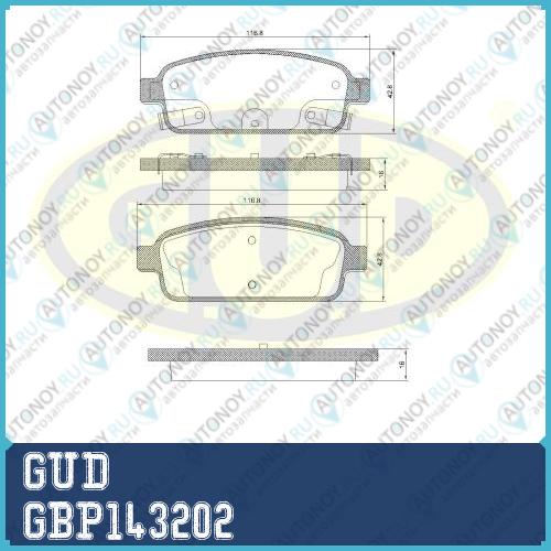 Колодки зад chv cruzeorlando 09-opl astra j 09-mokka 12-zafira 11- GBP143202