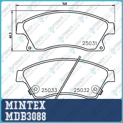 Колодки тормозные дисковые к-т 4 шт. MDB3088