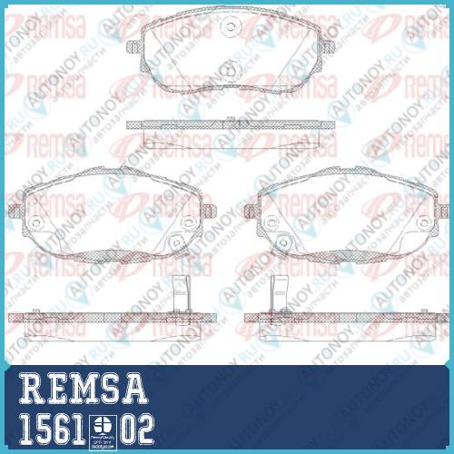 1561 02_колодки дисковые п._ Toyota Corolla Auris 1.3-1.81.4D 12> 1561.02