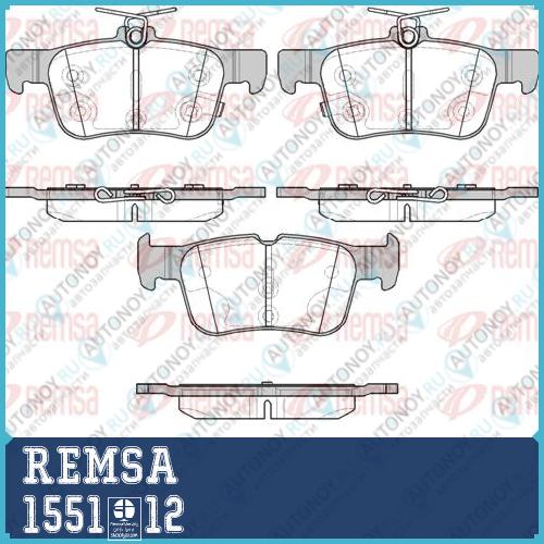 1551 12_колодки дисковые задние_ Ford Mondeo V 1.62.02.0TDCI 13> 1551.12
