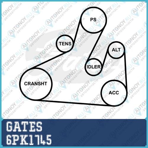 Поликлиновой ремень 6PK1745 (8653-10380)