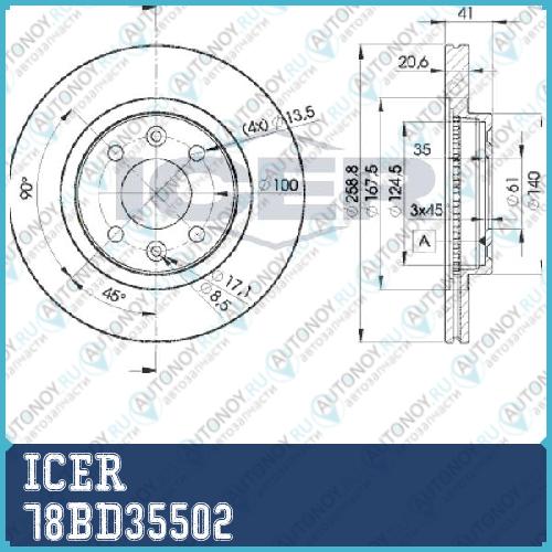 Диск тормозной передний Renault Clio/Megane/R19 1.4-1.9TDi 90> 78BD35502