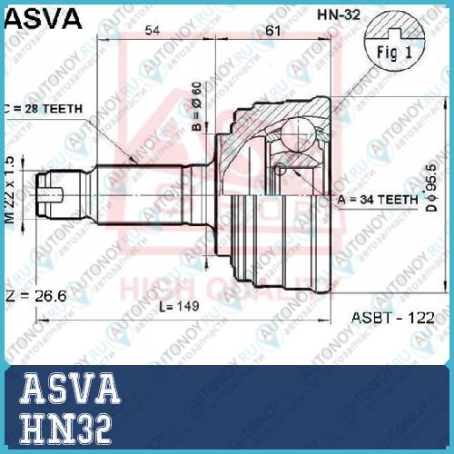Шрус НАРУЖНЫЙ 34x60x28 HN32