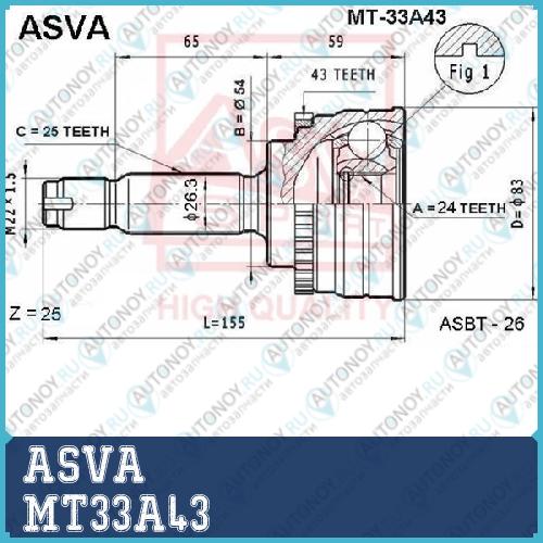 Шрус НАРУЖНИЙ 24x54x25)  (гарантия 6 месяцев) [12] MT33A43