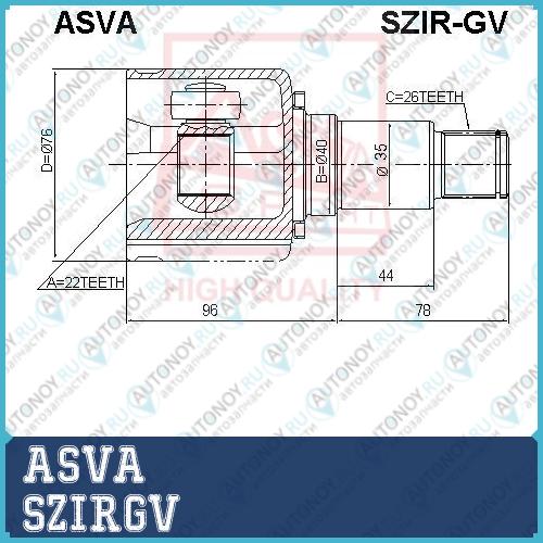 Шрус ВНУТРЕННИЙ ПРАВЫЙ SUZUKI Grand VITARA JB627 [12] SZIRGV