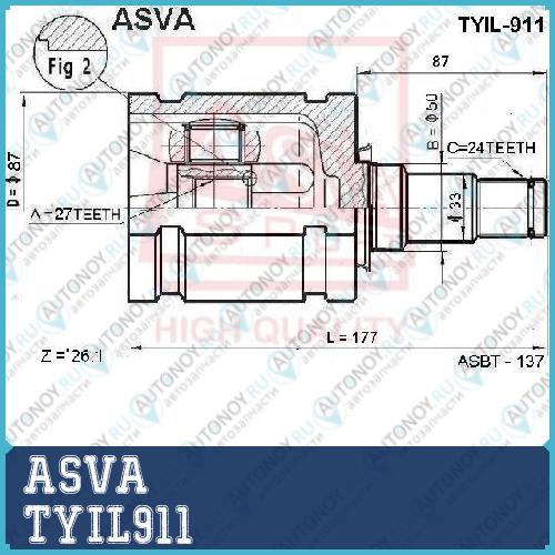 Шрус ВНУТРЕННИЙ ЛЕВЫЙ 27x50x24 12 TYIL911
