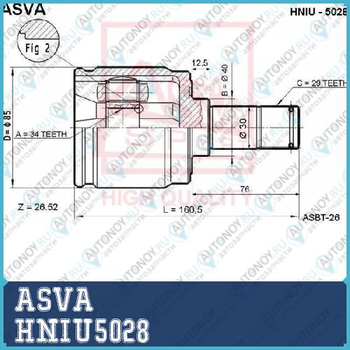 Шрус ВНУТРЕННИЙ 34x40x29 Honda CR-V 00 12 HNIU5028