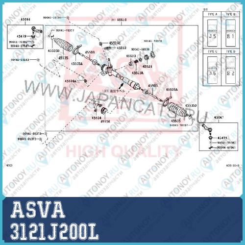 Наконечник поперечной рулевой тяги 3121J200L