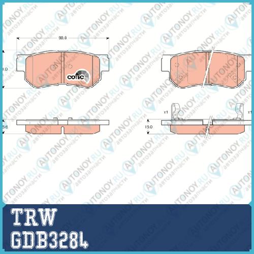 Колодки задние Hyundai ELantra (XD HD) GETZ SANTA FE Sonata IV-V GDB3284