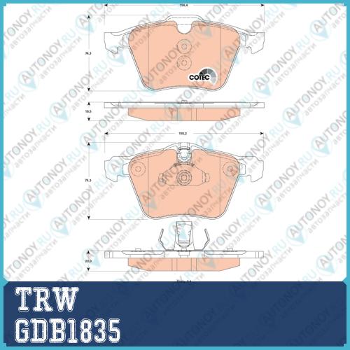 Колодки передние JAGUAR XF(_J05_ CC9) XJ (X35_ J12_ J24_) GDB1835