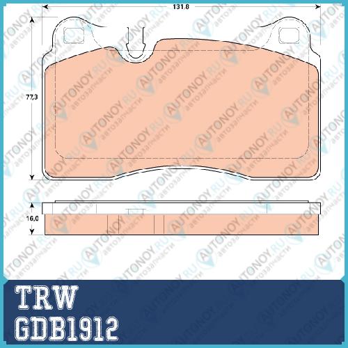 Колодки передние Audi RS3 (8PA) RS (8J3 8J9) 2.5TFSI GDB1912