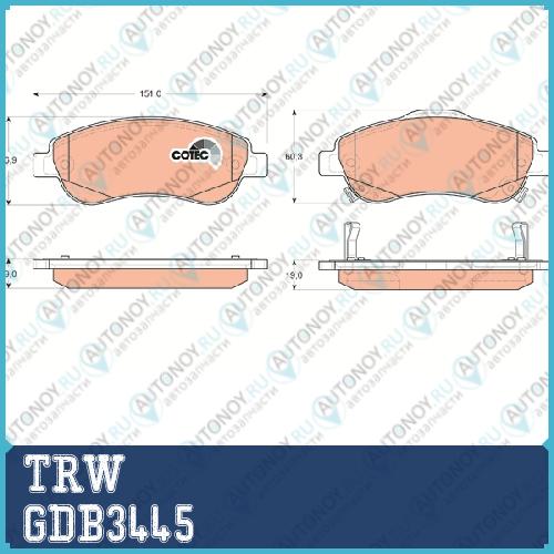 Колодки передние Honda CR-V III (RE) GDB3445