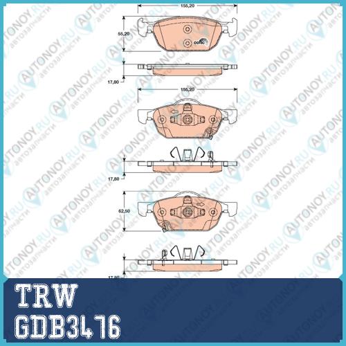 Колодки передние Honda ACCORD VIII МКПП GDB3476