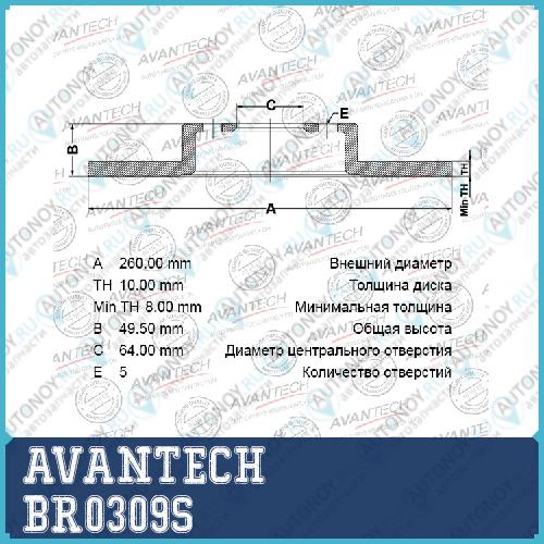 Диск тормозной BR0309S