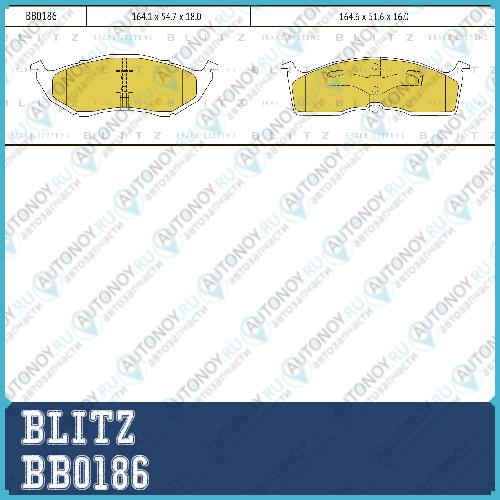 Колодки тормозные дисковые передние CHRYSLER Voyager 96->JEEP Cherokee 96-> BB0186