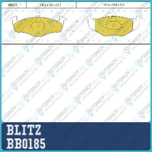Колодки тормозные дисковые передние VW Polo/Lupo 95->Skoda Fabia 01-> BB0185
