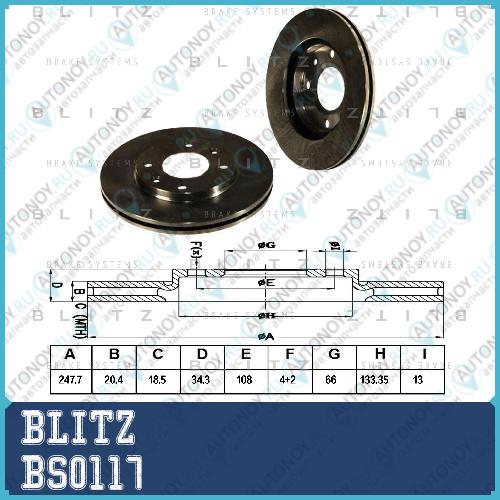 Диск тормозной передний вентилируемый Peugeot 106/205/306 92-> BS0117