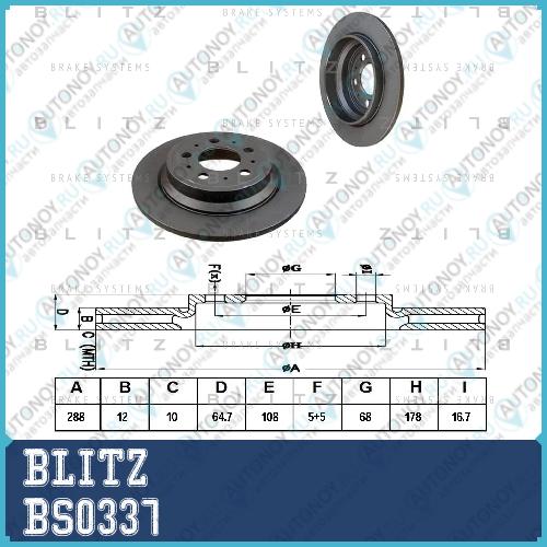 Диск тормозной задний VOLVO S60/V70/S80/XC70 98-> BS0337
