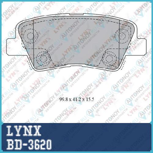 Колодки тормозные задние подходит для Hyundai Solaris 1.4-1.6 10> / i30 1.4-1.6 11> / i40 1.6-2.0 11> Kia RIO III 1.1D-1.6 11> / Optima 1.7D-2.0 12>  BD-3620