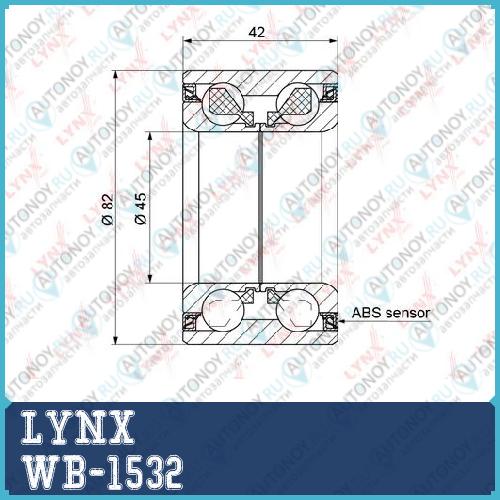 Подшипник ступицы передний (с ABS 42x45x82) подходит для Ford Focus III 1.0-2.0 11> /  Kuga I-II 1.5-2.5 09> / C-Max II 1.0-2.0D 10> / Transit/Tourneo Connect 1.0-1.6D 13> WB-1532