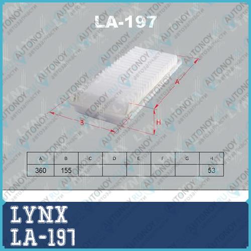 Фильтр воздушный подходит для TOYOTA Harrier 3.3 05>, LEXUS RX400h 04> LA-197