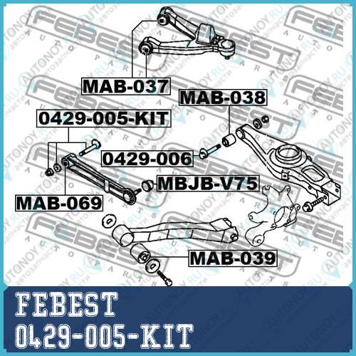 Болт с эксцентриком ремкомплект Mitsubishi Lancer CYCZ# 2007.03- 0429-005-KIT